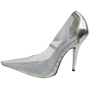 JEFFREY CAMPBELL Metallic Silver Clear Vinyl Snow Pointed Toe Pumps High Heels 9